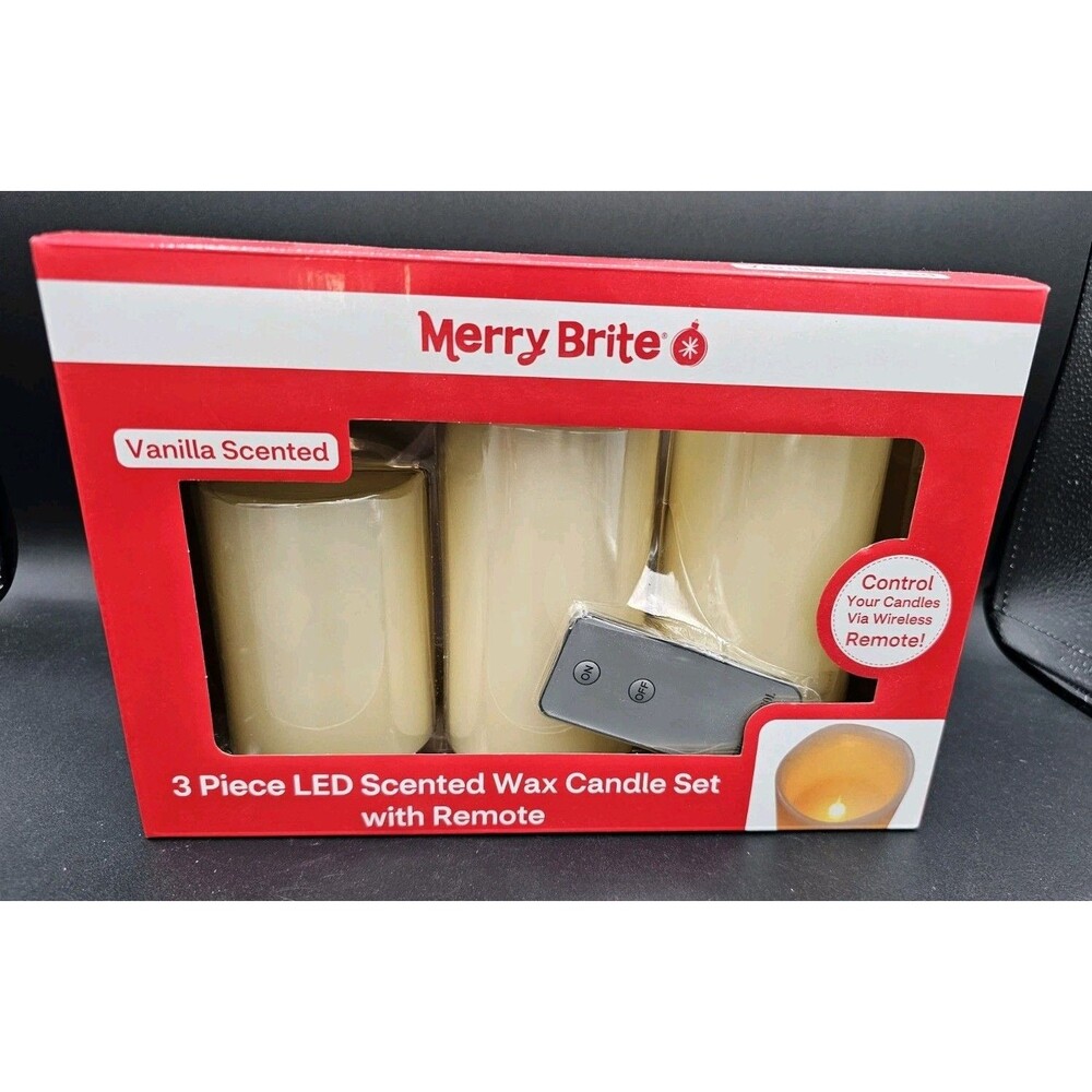 Flameless Led Scented Wax Candle Set 3 Piece w/ Wiresless Battery Remote